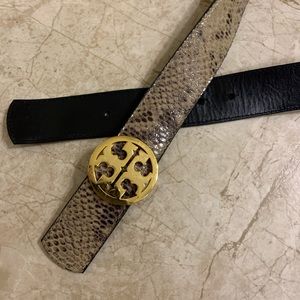 Reversible black/brown python belt